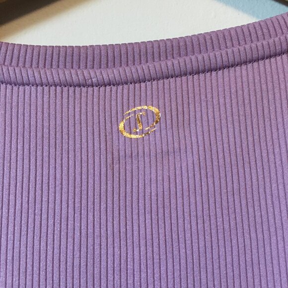 Spalding Lavender Ribbed Twist Hem Short Sleeve Sports Top - Picture 8 of 14